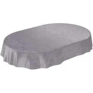 ANRO Tischdecke Wachstuchtischdecke Oval 180 x 140 cm Grau