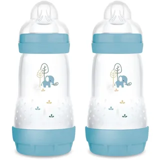 MAM Easy Start Anti-Colic Babyflasche 260 ml, 2er-Set, 0+ Monate, Elefant