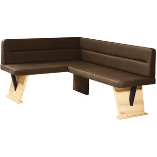 Home Affaire Eckbank HOME AFFAIRE "Laros", braun (dunkelbraun, dekor eiche ontario), B:182cm H:87,5cm T:141cm, Spanplatte, Massivholz, Sitzbänke, Bezug in verschiedenen Qualitäten und Farben