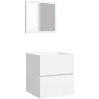 vidaXL Badschrank mit Spiegel 2-tlg. Weiß