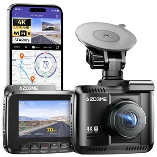 Azdome Autokamera Loop Aufnahme Weitwinkelobjektiv Parkmonitor Bewegungserkennung, WiFi Dashcam Auto mit 4K Auflösung, mit GPS, Dash Camera mit Nachtsicht, 170°Weitwinkel, WDR, 2,4" IPS, 24/7 Parküberwachung, Loop-Aufnahme(GS63H)