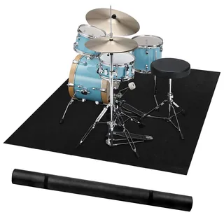 Schlagzeugteppich | 120x180 cm, Schlagzeug Teppich mit Rutschfester Unterseite & Geräuschreduzierung, Schallschutz Teppich für Studio, Wohnung, Outdoor, E-Drum-Kit, Geschenk für Schlagzeuger, Schwarz