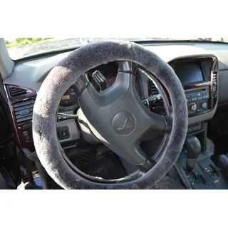 Leibersperger Autofell/Lenkradhülle/Lenkradbezug aus Lammfell Premium bis 40cm Durchmesser und 8,5cm Breite in Farbe Schiefer