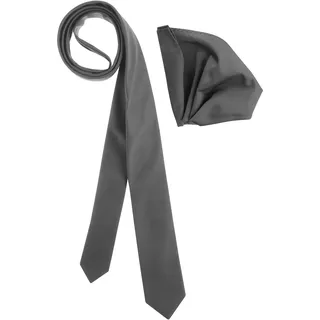 Bruno Banani Krawatte BRUNO BANANI, Herren, grau, Satin, Kunstfaser, leicht glänzend, unifarben, Krawatten, inklusive Einstecktuch