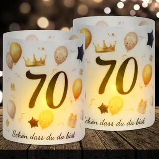 16 Windlicht Tischdeko 70 Geburtstag, Deko 70. Geburtstag Männer Frauen, Happy Birthday Windlichter Tischdeko, Geeignet für Teelichter oder Kerzen