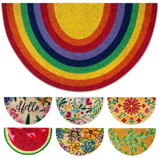 LUA VIKA Fußmatte Kokos halbrund - Regenbogen - 40x70 cm - Fussmatte Aussen und Innen - Fussmatten Haustür - Türmatte Außen - Fußmatten - Kokosmatte Fußmatte