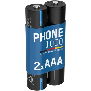 Ansmann Telefon Akku Micro AAA, 950 mAh 1,2V, 2 Stück, leistungsstark, ideal für DECT Phone, Schnurlostelefon, Babyphone, Ersatzakku