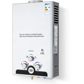 CO-Z 8L Gasdurchlauferhitzer LPG mit Sommer-Winter-Muster Tankless Warmwasserbereiter Tragbar Durchlauferhitzer Warmwasserspeicher Heißwasserbereiter Tankless Instant Boiler 13,6 Kw