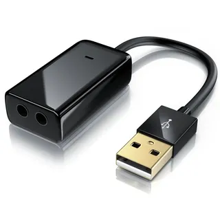 Aplic USB mini extern, Dynamic 3D Surround, 3,5mm Eingang, 3,5mm Ausgang Soundkarte Virtual 7.1 Surround, 3D Stereo, USB Audio Adapter, External Sound Card, für Win Linux Mac schwarz
