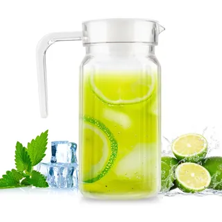 Wasserkrug 500ml, Wasserkaraffe Mit Deckel, Acryl Transparente Karaffe Mit Griff, Klarer Streifen Water Chill Getränkekaraffe Tee Karaffe Für Wein Kaffee Kaltes Heißes Wasser