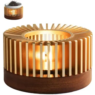 Stövchen für Teekanne, Kaffeewärmer aus Eloxiertem Aluminium und Holz, Teekannenheizbasis mit Teelichthalter, Wärmegerät für Teekanne, Duftlampe Teelicht