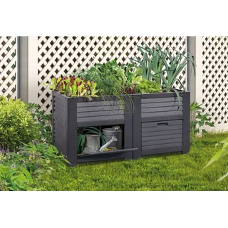 Jelenia Plast Hochbeet klassisch mit Staufächern 150 x 76 x 78 cm anthrazit
