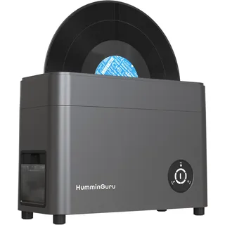 HumminGuru Ultraschall-Schallplattenreiniger – 40-kHz-Ultraschall-Schallplatten-Reinigungsgerät mit automatischer Trocknung, schallplatten reinigungsset mit wasserfilter (Dunkelgrau, 12 Zoll)