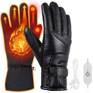 Cablelera Beheizbare Handschuhe für Herren Damen, Wiederaufladbar 3 Stufige Beheizte Ski Handschuhe, USB Wasserdicht Handsch uhe Beheizbare für Klettern, Wandern, Radfahren, Camping - Einheitsgröße