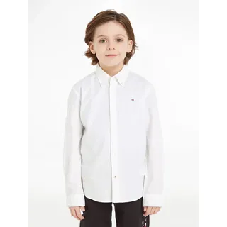 Tommy Hilfiger Langarmhemd BOYS STRETCH OXFORD SHIRT L/S Kinder bis 16 Jahre, Button-down-Kragen, Langarm, Logo-Flag weiß 16 (176)