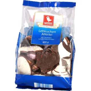 Weiss Lebkuchen Allerlei mit Zartbitterschokoladenboden 400g