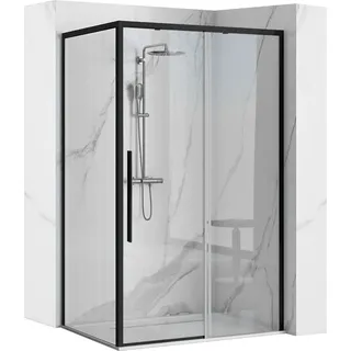REA Duschkabine Solar mit Schiebetür 90 x 195 cm Schwarz transparent