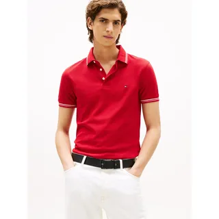 Tommy Hilfiger Poloshirt TOMMY HILFIGER "TOMMY TIPPED SLIM POLO", Herren, Gr. XXL, rot (medium rot), Obermaterial: 96% Baumwolle, 4% Elasthan, schmal, Rippbündchen, Shirts