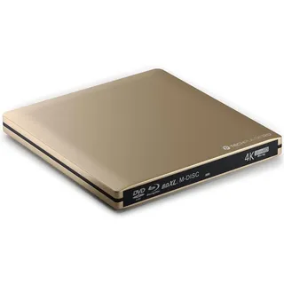 techPulse120 Externes UHD 4k 3D M-Disc BDXL USB 3.0 USB-C Laufwerk Blu-ray Brenner Burner Superdrive Slim BD DVD CD Ultra für Computer Notebook Ultrabook Windows Mac OS Apple iMAC Aluminium Gold