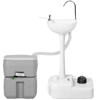 Costway Tragbares Camping-Waschbecken, Handwaschbecken mit 17L Wassertank, Rädern, Handtuchhalter, Flüssigseifenspender & Fußpumpe, für Camping, Festival, Garten, Outdoor Party