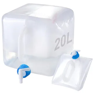 Jarkyfine Wasserkanister Faltbarer, Wasserkanister 20L Wasserkanister Mit Hahn Wasserkanister Camping Faltkanister Inkl Auslaufsicherem Dosierhahn & Tragehenkel Faltwasserkanister für Outdoor