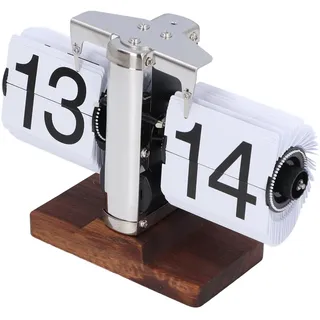 Zunate Klappuhr, 24 Stunden Retro Klappuhr, Mechanisch, Digital, Klapptischuhr, Mechanische Klappuhr, Klappuhr, Batteriebetrieben, für Heim- und Bürodekoration (White)