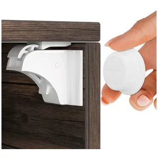 Hoffenbach Magnetische Kindersicherung ohne Bohren mit 20 Schlösser+4 Schlüssel, weiß