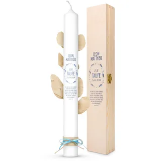 AMARI ® Taufkerz personalisiert Fischschwarm (002.10.01) H:40cm/⌀:4cm - Gestalte und mach deine Taufe - Taufkerze mit Namen