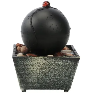 Schwebender Zimmerbrunnen mit LED & Kunstpflanzen - USB Tischwasserfall mit Steinoptik, Wandbeleuchtung für Büro, Meditations-Wasserspiel mit Beleuchtung