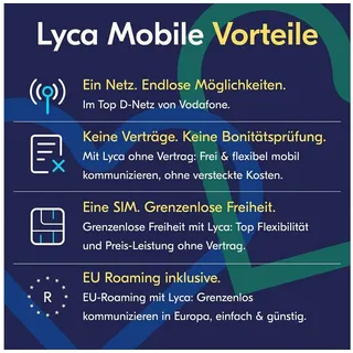Lyca Mobile Plus Prepaid Smartphone Sim Karte ohne Vertrag weiß Weiß LTE