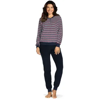 comtessa Schlafanzug Lovely Dreams (Set, 2 tlg., 2-teilig) Damen Pyjama lang Baumwolle Langarm Frottee große Größen lila 46