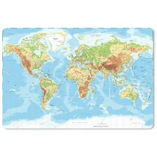 MuchoWow Mauspad Weltkarte - Atlas - Topographie (1-St), Mauspad XXL, Schreibtischunterlage groß, Gaming Setup, 90x60 cm bunt 90 cm x 60 cm