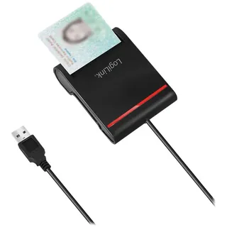 Logilink USB 2.0 Smart-ID-Kartenleser für Ihre IC/ID-Karte, für Windows und Mac OS Catalina 10.15 oder höher, schwarz