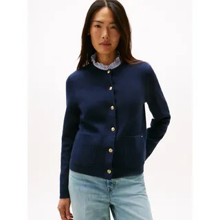 Tommy Hilfiger Damen, Strickjacke Co JERSEY REVERSIBLE Cardi Knopfleiste, blau (br stp Navy/Dark night navy, M