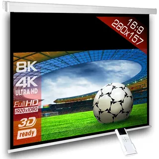 Motorleinwand SlenderLine 274 x 154cm (BxH) - 16:9 Format - 2D/3D - Full-HD - 4K Ultra HD - Beamer Leinwand inkl. Funkfernbedienung