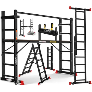 Masko MASKO® Baugerüst mit Arbeitsbühne Arbeitsgerüst 4in1 Mehrzweckleiter