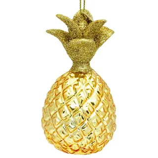 SIKORA Goldene Ananas besondere Weihnachtskugel Glas Figur Weihnachten Anhänger Ornament - Trend Line - BS480