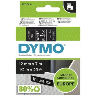 Dymo Schriftband 45021 Weiß auf Schwarz 12 mm x 7 m 1 St.