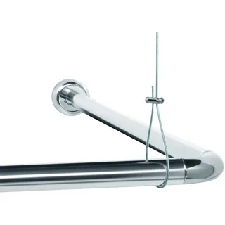 Libaro Duschvorhang stange Duschstange L-Form & U-Form Duschvorhangstange Badewanne Breite 160 cm, Universal-Set Duschvorhangstangen Badewannen Eck-Duschen L & U-Form silberfarben