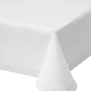 Hochwertige Festliche mediterrane Tischdecke Meran Eckig 130 x 280 cm Weiß aus 100% Baumwolle mit Leinenstruktur