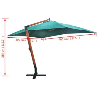 vidaXL Ampelschirm Melia 400 x 300 cm Grün