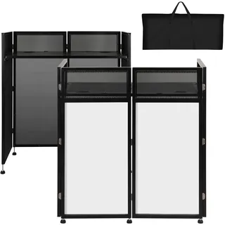 SMONTER faltbare DJ Tisch mobil und klappbar,DJ Pult mit schwarzer und weißer Verkleidung,höhenverstellbare DJ Stand und DJ Booth(105cm L x 51cm W x 117cm H),DJ Equipment auf Feierlichkeiten