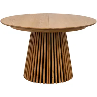 Carryhome Esstisch, Eiche, Holz, Eiche, furniert, massiv, rund, Säule, 120x75x120-200 cm, ausziehbar, Esszimmer, Tische, Esstische, Esstische ausziehbar