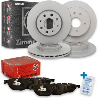 Zimmermann Bremscheiben + Beläge Vorne + Hinten passend für Fiat 124 Spider 1.4