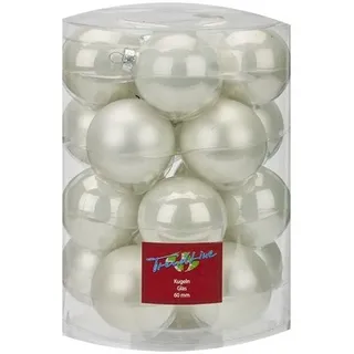 Trendline Christbaumkugeln 20 Kugeln Ø 6 cm Glas Weiß Weihnachtskugeln