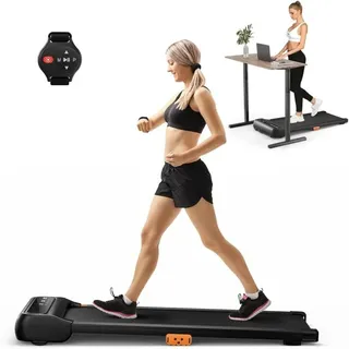 Costway - 2 In 1 Laufband, Walking Pad Unter Dem Schreibtisch Mit Uhrähnlicher Fernbedienung & Led-anzeige, 1-6km/h, Treadmill Für Zu Hause & Büro Bis 120kg Belastbar