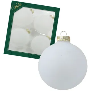 Krebs Glas Lauscha Weihnachtskugeln Uni-Design Mirella Weiß, 8cm