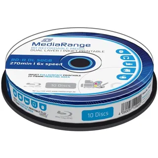 MediaRange Inkjet Fullsurface-Printable - 10 x BD-R DL - 50 GB (270 Min.)