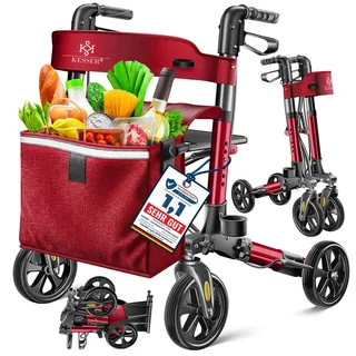 Kesser Leichtgewicht Rollator faltbar mit Sitz Rot