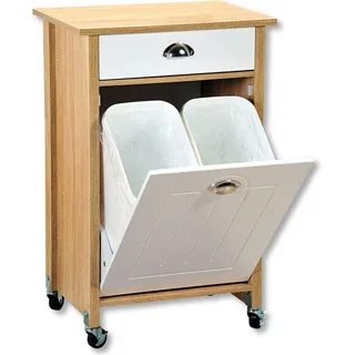KESPER Küchenwagen "Rollwagen", braun (braun, weiß), B:50cm H:79cm T:37cm, Holzwerkstoff, Rollwagen, Küchenwagen, inkl. 2 entnehmbaren Abfalleimern